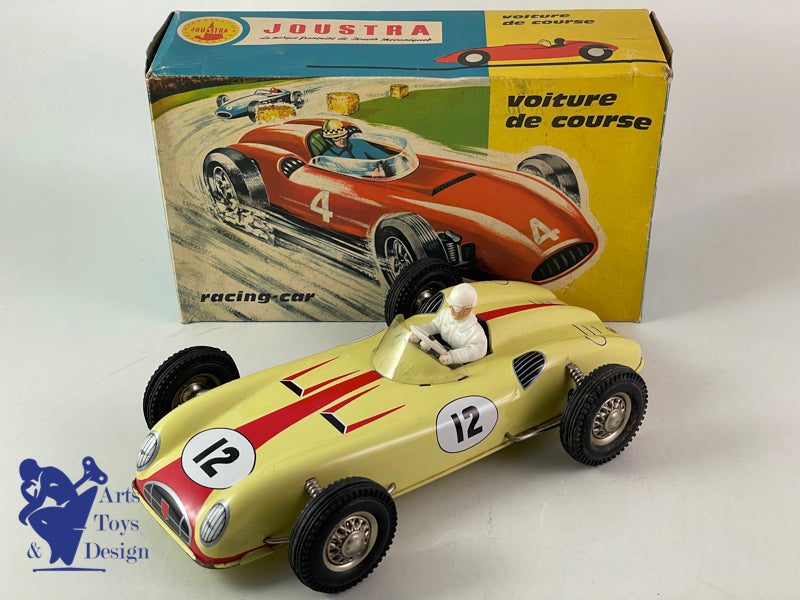 JOUSTRA 2101 VOITURE DE COURSE FRICTION JAUNE AVEC PILOTE 1960