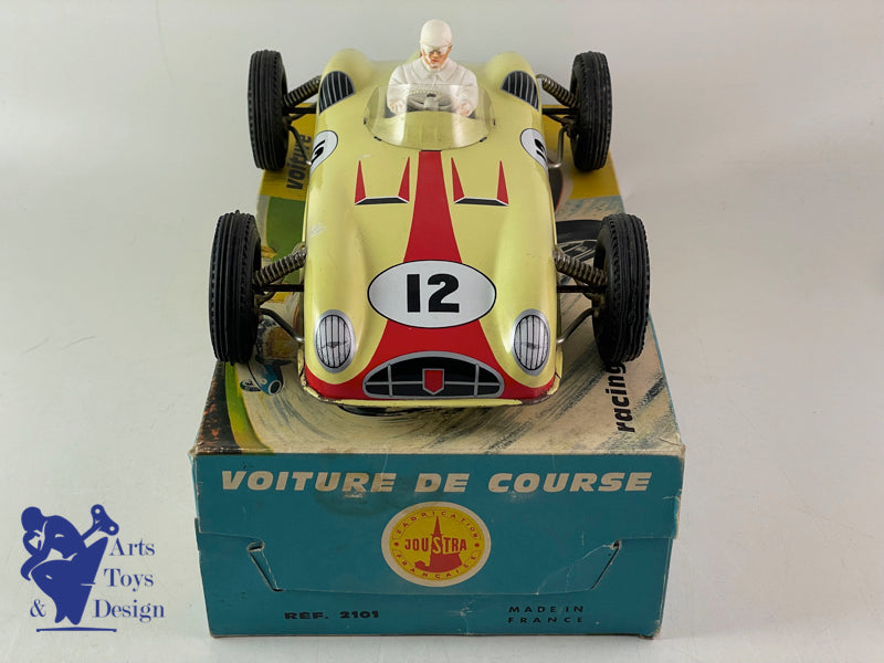 JOUSTRA 2101 VOITURE DE COURSE FRICTION JAUNE AVEC PILOTE 1960