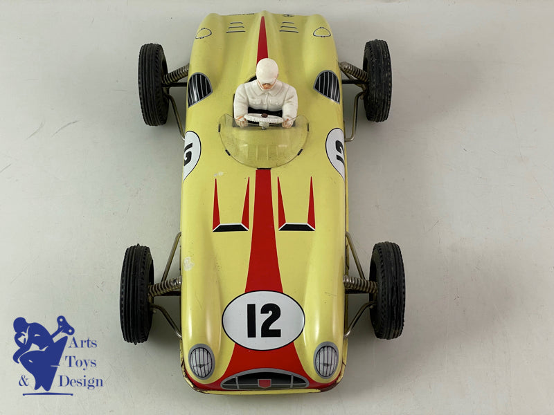 JOUSTRA 2101 VOITURE DE COURSE FRICTION JAUNE AVEC PILOTE 1960