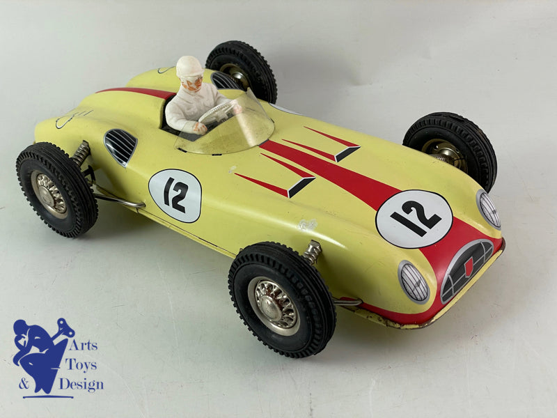JOUSTRA 2101 VOITURE DE COURSE FRICTION JAUNE AVEC PILOTE 1960