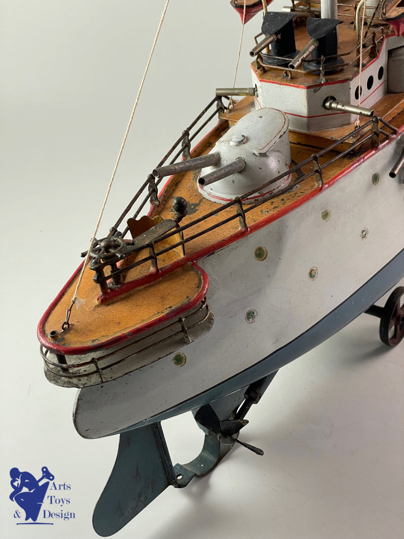 Bing Germany Large steam boat warship 80cm circa 1908