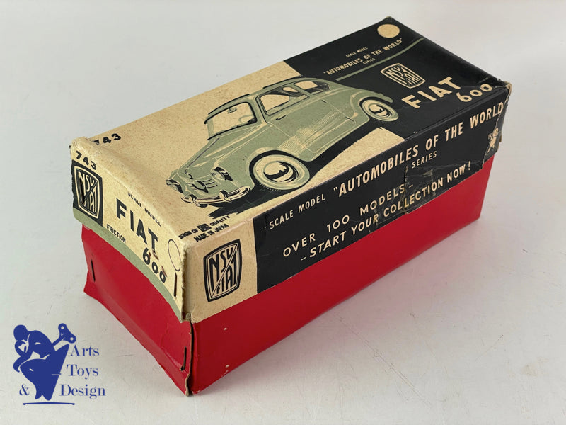 Bandai 743 Fiat 600 open roof blue friction circa 1960