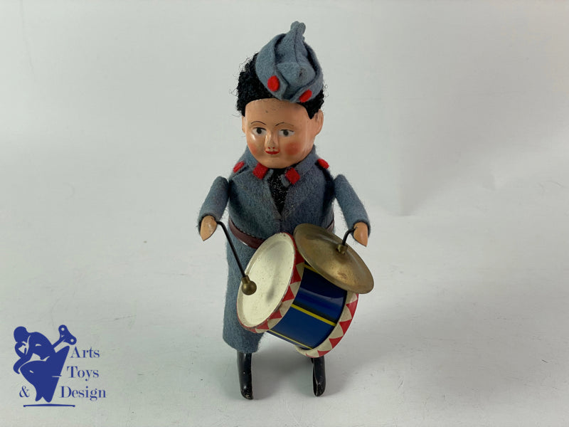 JOUET SCHUCO 985/3 ALLEMAGNE SOLDAT TAMBOUR CYMBALE 1957