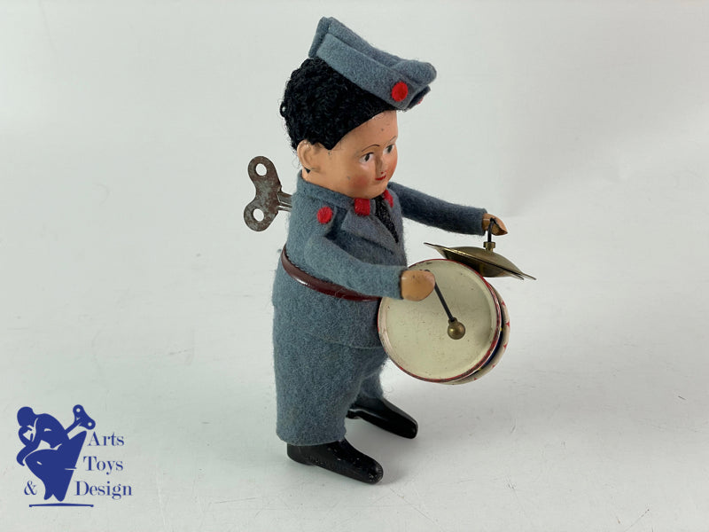 JOUET SCHUCO 985/3 ALLEMAGNE SOLDAT TAMBOUR CYMBALE 1957