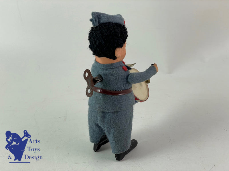 JOUET SCHUCO 985/3 ALLEMAGNE SOLDAT TAMBOUR CYMBALE 1957