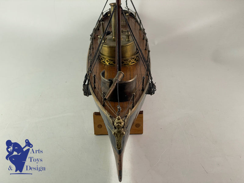 RADIGUET RARE BATEAU CANONNIERE A VAPEUR 51CM VERS 1890