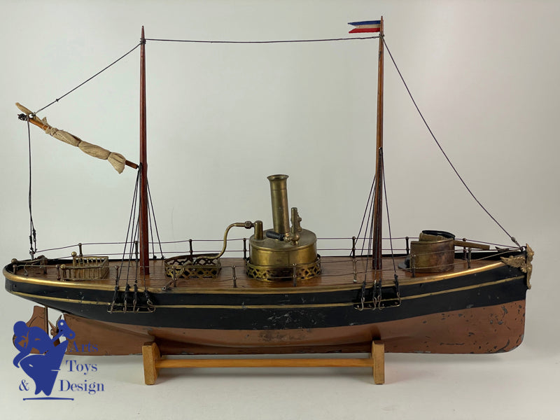 Antique toy Radiguet Rare Steam boat warship 51cm circa 1890