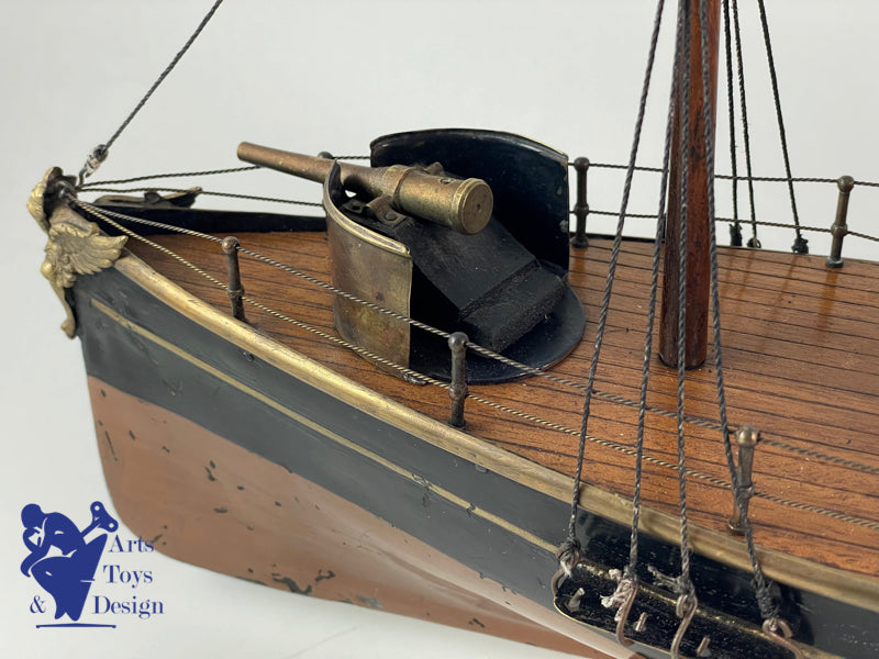Antique toy Radiguet Rare Steam boat warship 51cm circa 1890