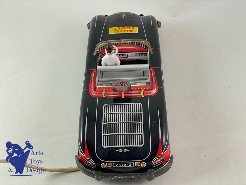 FRANCE JOUETS DRIVING SCHOOL CAR REMOTE CONTROL 34cm C.1960