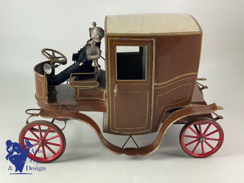 JOUET PINARD GRAND FIACRE AUTOMOBILE MECANIQUE C.1900 37CM