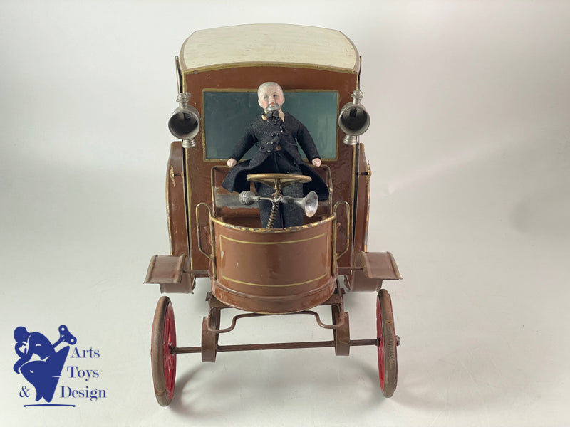 JOUET PINARD GRAND FIACRE AUTOMOBILE MECANIQUE C.1900 37CM