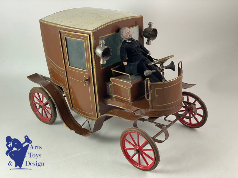 JOUET PINARD GRAND FIACRE AUTOMOBILE MECANIQUE C.1900 37CM