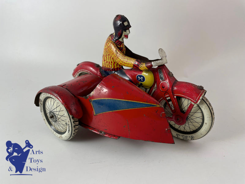 Antique toys JML clockwork tin motorcycle side car L.20 cm circa 1930