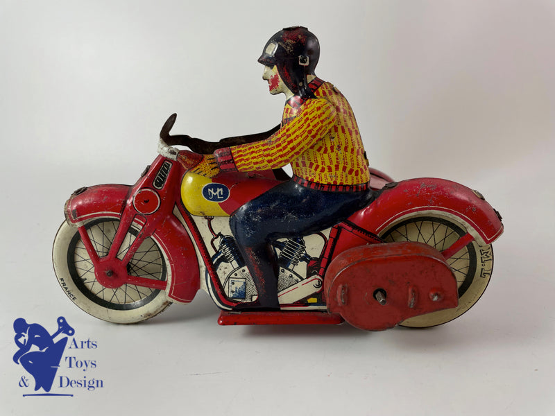 Antique toys JML clockwork tin motorcycle side car L.20 cm circa 1930
