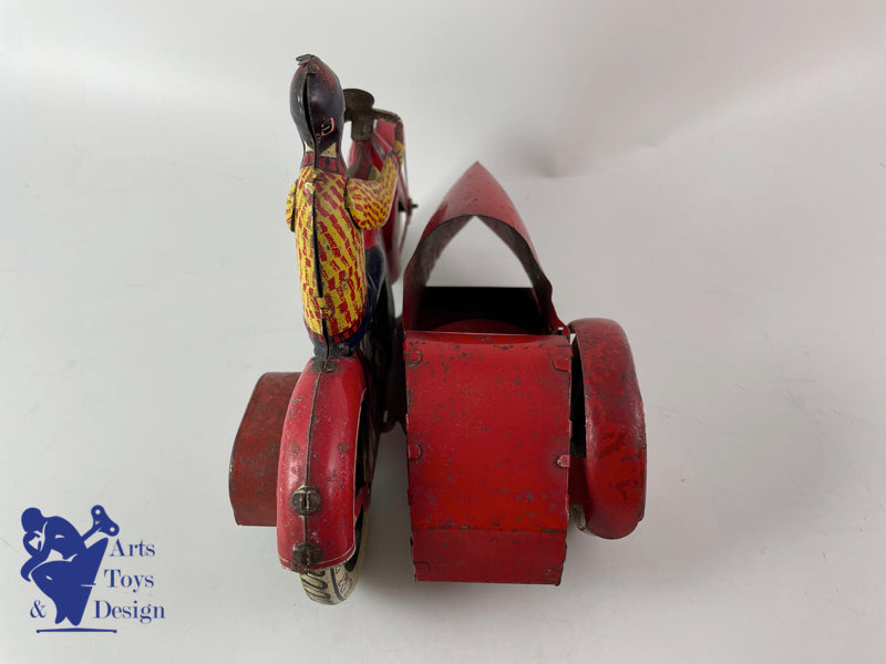 Antique toys JML clockwork tin motorcycle side car L.20 cm circa 1930