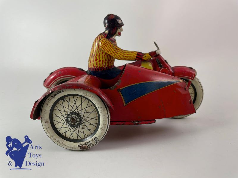 Antique toys JML clockwork tin motorcycle side car L.20 cm circa 1930