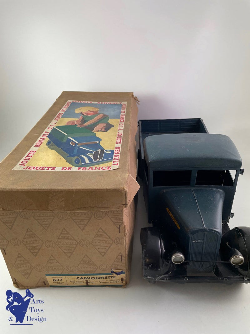Antique toy CIJ 6/17 Renault dump truck 5t tin clockwork circa 1935