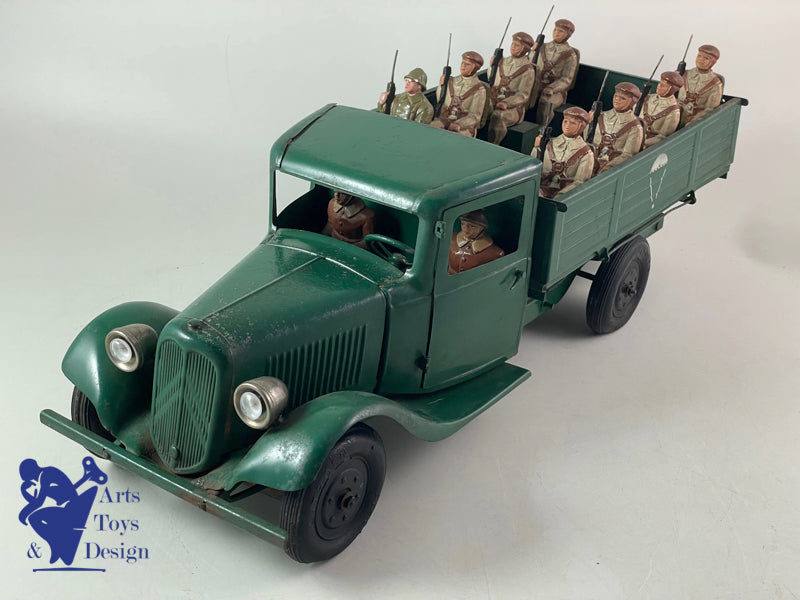 Antique toys CITROEN 905 TRUCK T23 MECHANICAL PARATROOPER TRANSPORT 46CM 1937