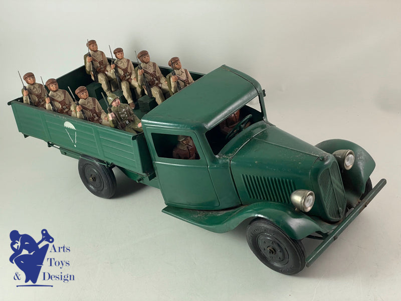 Antique toys CITROEN 905 TRUCK T23 MECHANICAL PARATROOPER TRANSPORT 46CM 1937