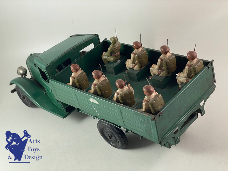 Antique toys CITROEN 905 TRUCK T23 MECHANICAL PARATROOPER TRANSPORT 46CM 1937