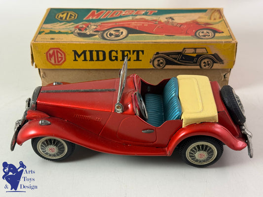 Antique toys BANDAI JAPAN CAR MG MIDGET TF RED FRICTION 21CM 1950