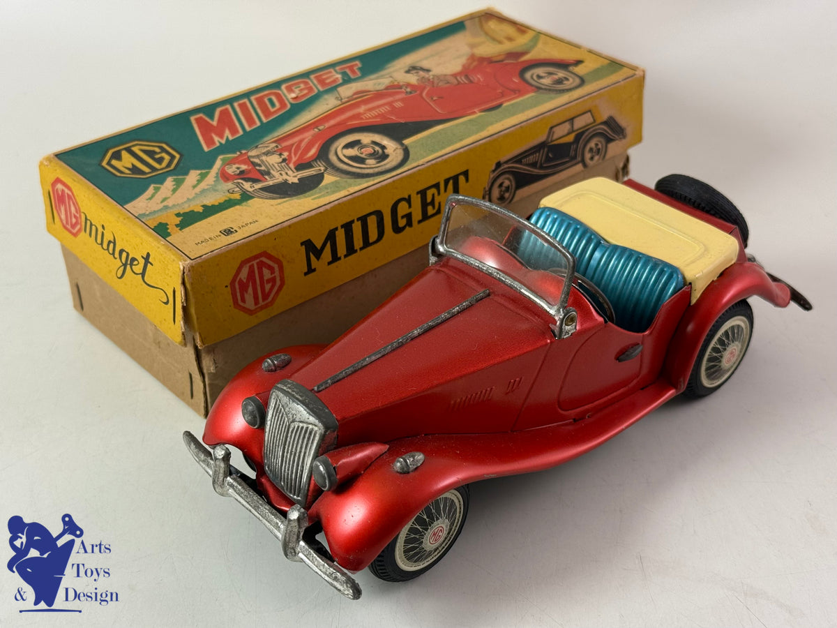 Antique toys BANDAI JAPAN CAR MG MIDGET TF RED FRICTION 21CM 1950