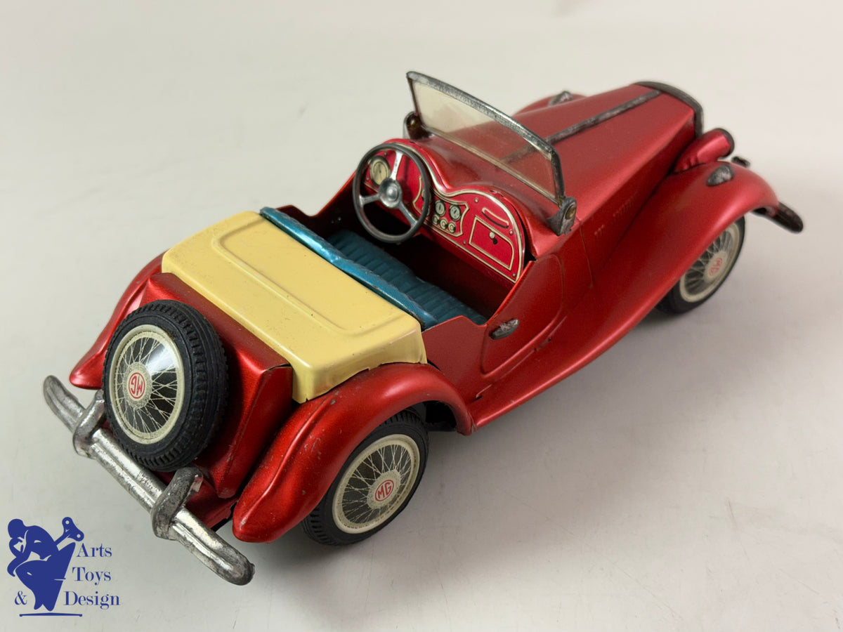 Antique toys BANDAI JAPAN CAR MG MIDGET TF RED FRICTION 21CM 1950