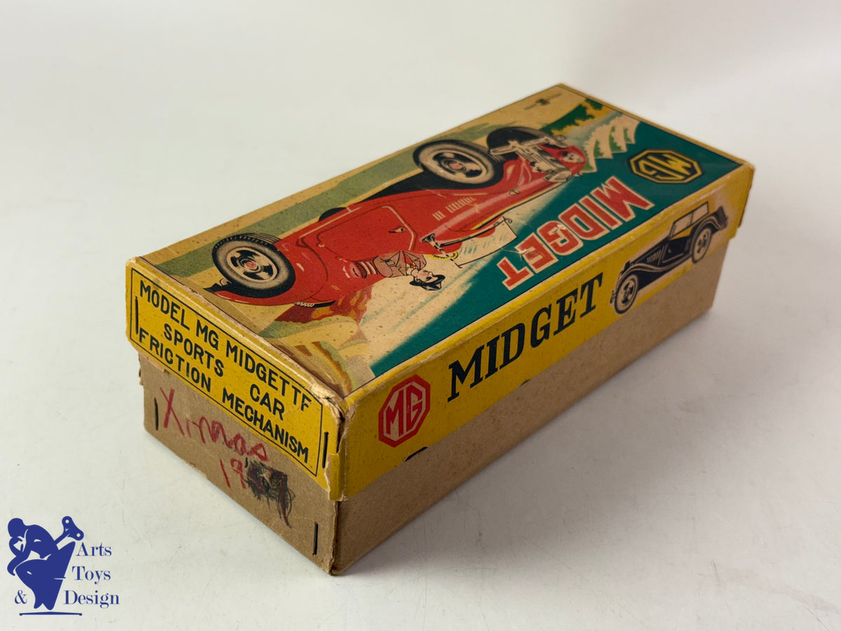 Antique toys BANDAI JAPAN CAR MG MIDGET TF RED FRICTION 21CM 1950