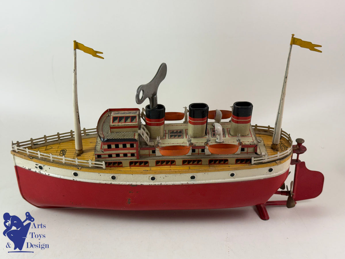 Antique toys JEP 912/5 CLOCKWORK OCEAN LINER BOAT C1930 34CM