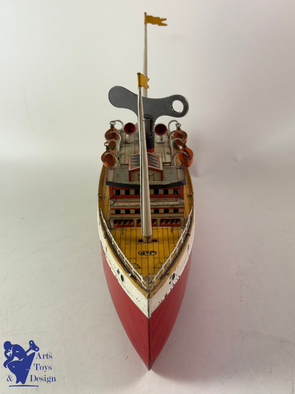 Antique toys JEP 912/5 CLOCKWORK OCEAN LINER BOAT C1930 34CM