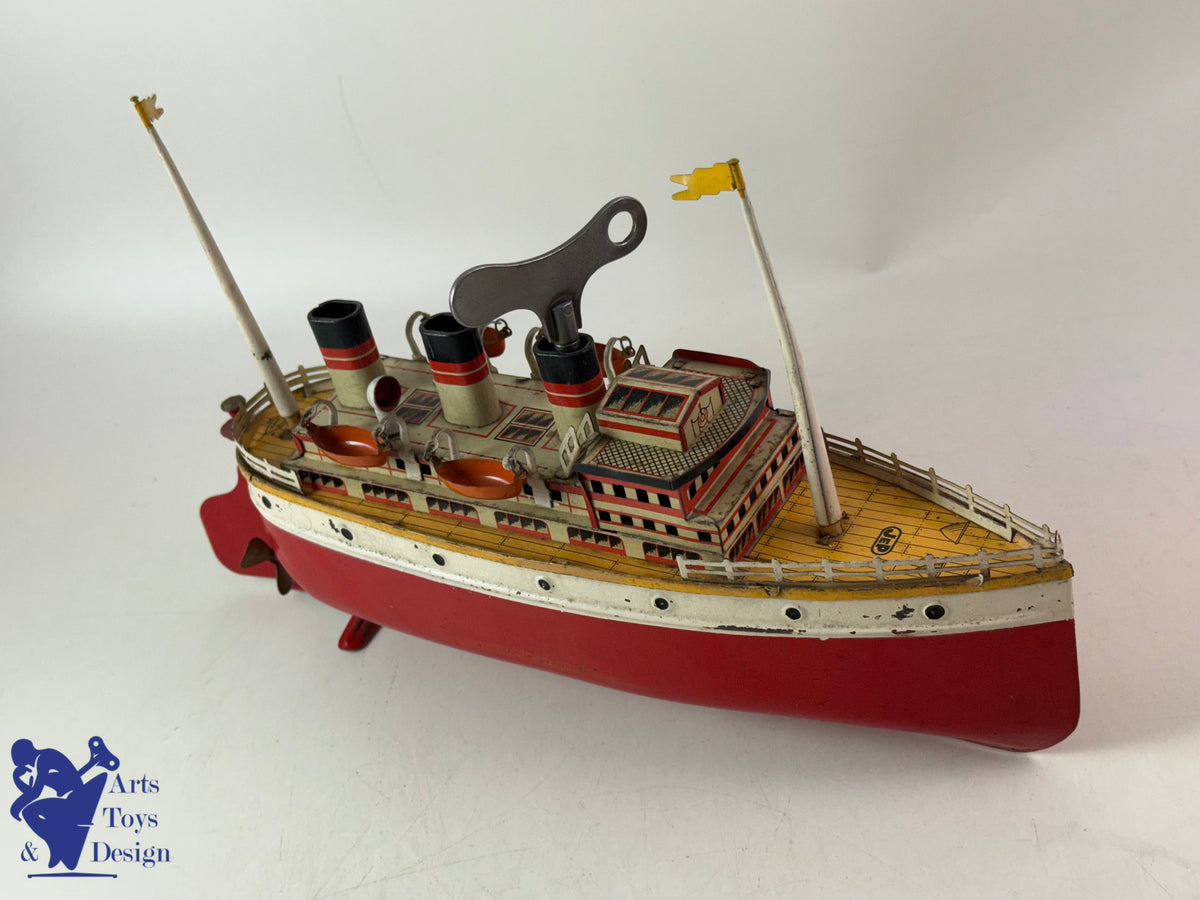 Antique toys JEP 912/5 CLOCKWORK OCEAN LINER BOAT C1930 34CM