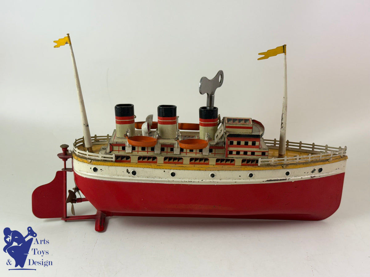 Antique toys JEP 912/5 CLOCKWORK OCEAN LINER BOAT C1930 34CM