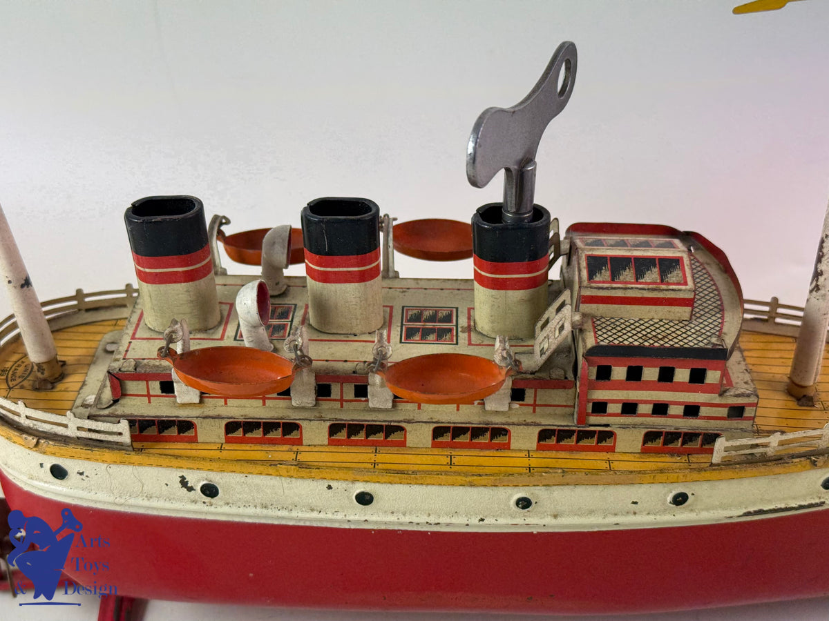 Antique toys JEP 912/5 CLOCKWORK OCEAN LINER BOAT C1930 34CM