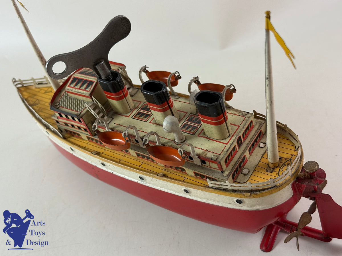 Antique toys JEP 912/5 CLOCKWORK OCEAN LINER BOAT C1930 34CM