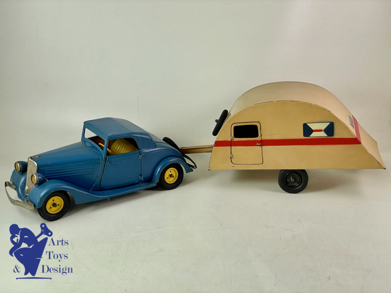 Antique toys CIJ 5/50 Renault Vivasport Luxury Camping with Caravan 70cm 1935