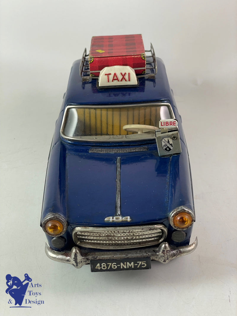 Antique toys Joustra 2083 Peugeot 404 Taxi Electric Roof Rack 30cm circa 1960