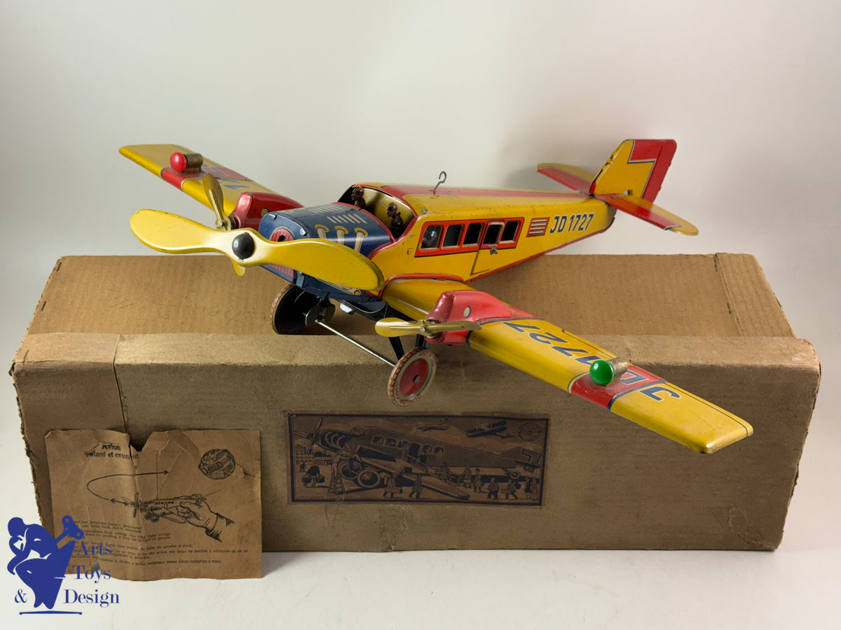 Antique toys DISTLER RARE PLANE JD 1727 E 51CM CLOCKWORK C.1933