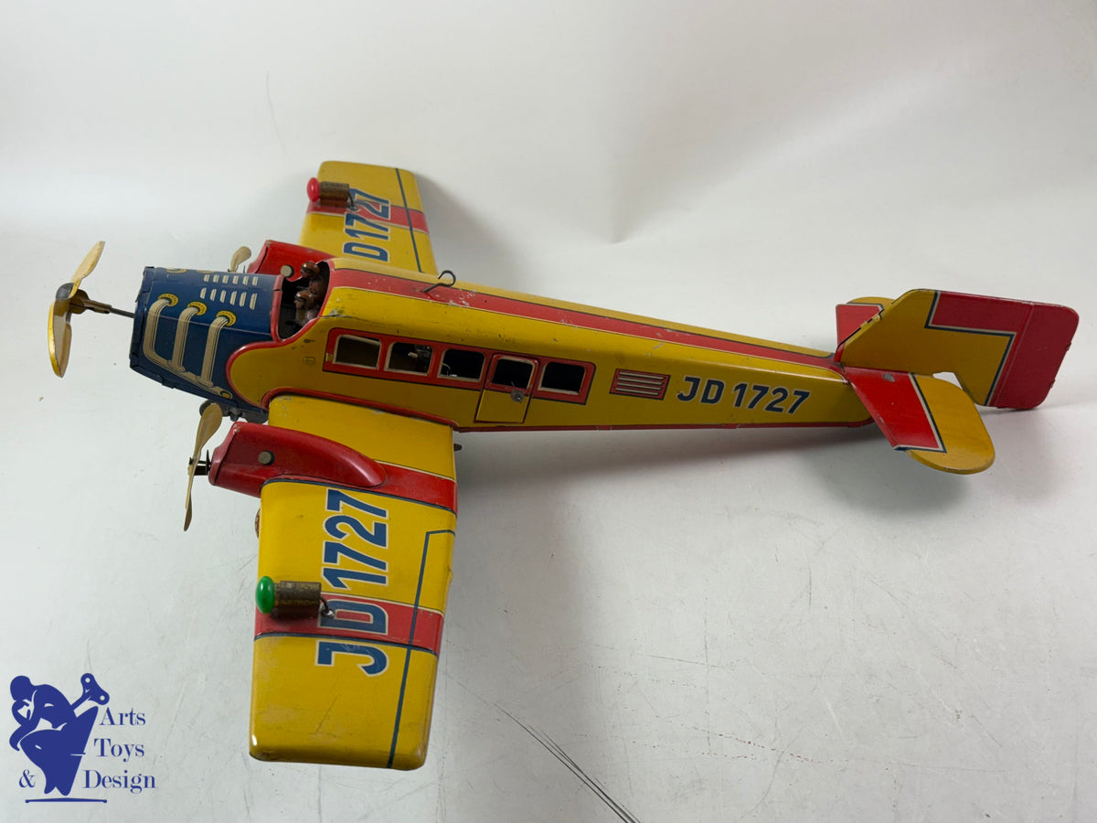 Antique toys DISTLER RARE PLANE JD 1727 E 51CM CLOCKWORK C.1933