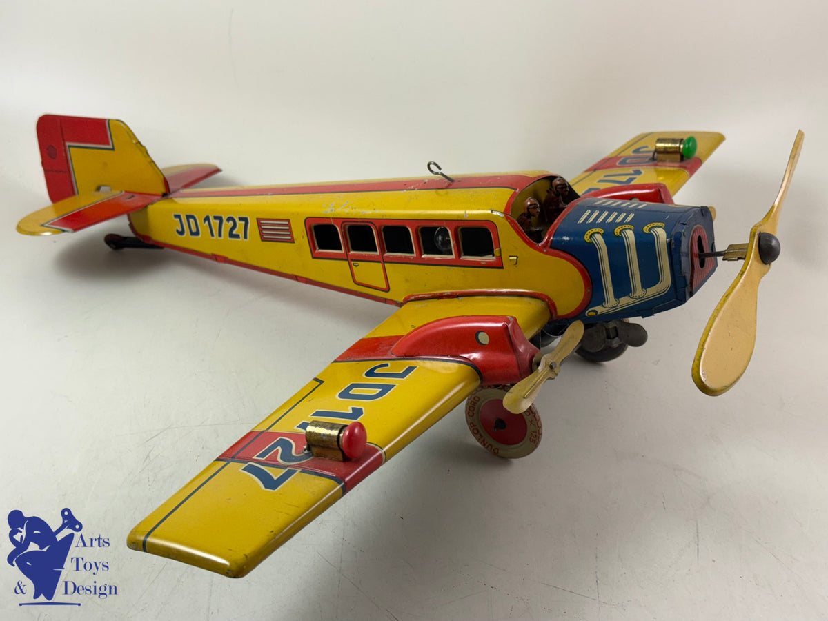 Antique toys DISTLER RARE PLANE JD 1727 E 51CM CLOCKWORK C.1933