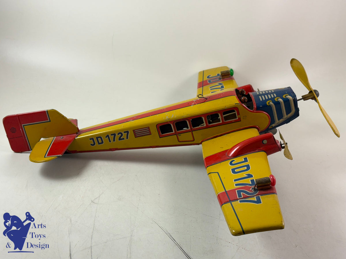 Antique toys DISTLER RARE PLANE JD 1727 E 51CM CLOCKWORK C.1933