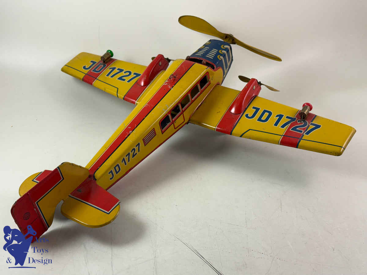 Antique toys DISTLER RARE PLANE JD 1727 E 51CM CLOCKWORK C.1933