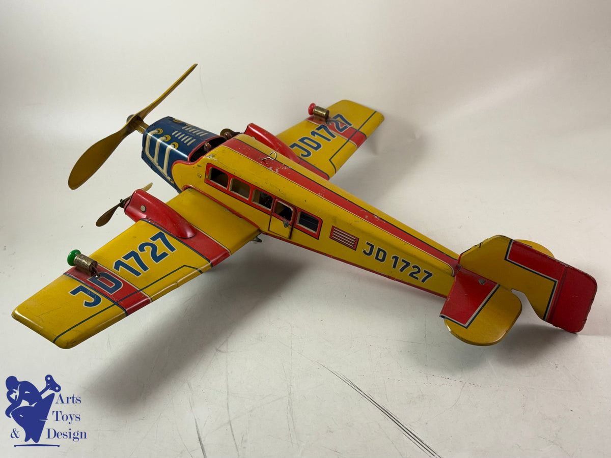 Antique toys DISTLER RARE PLANE JD 1727 E 51CM CLOCKWORK C.1933