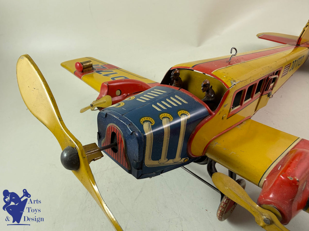 Antique toys DISTLER RARE PLANE JD 1727 E 51CM CLOCKWORK C.1933