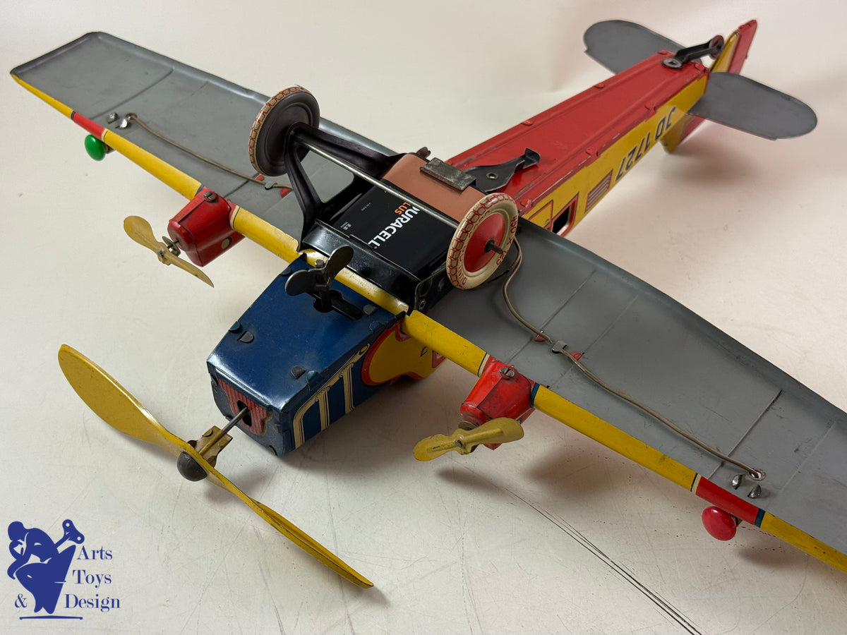Antique toys DISTLER RARE PLANE JD 1727 E 51CM CLOCKWORK C.1933