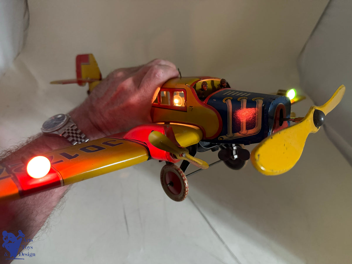 Antique toys DISTLER RARE PLANE JD 1727 E 51CM CLOCKWORK C.1933