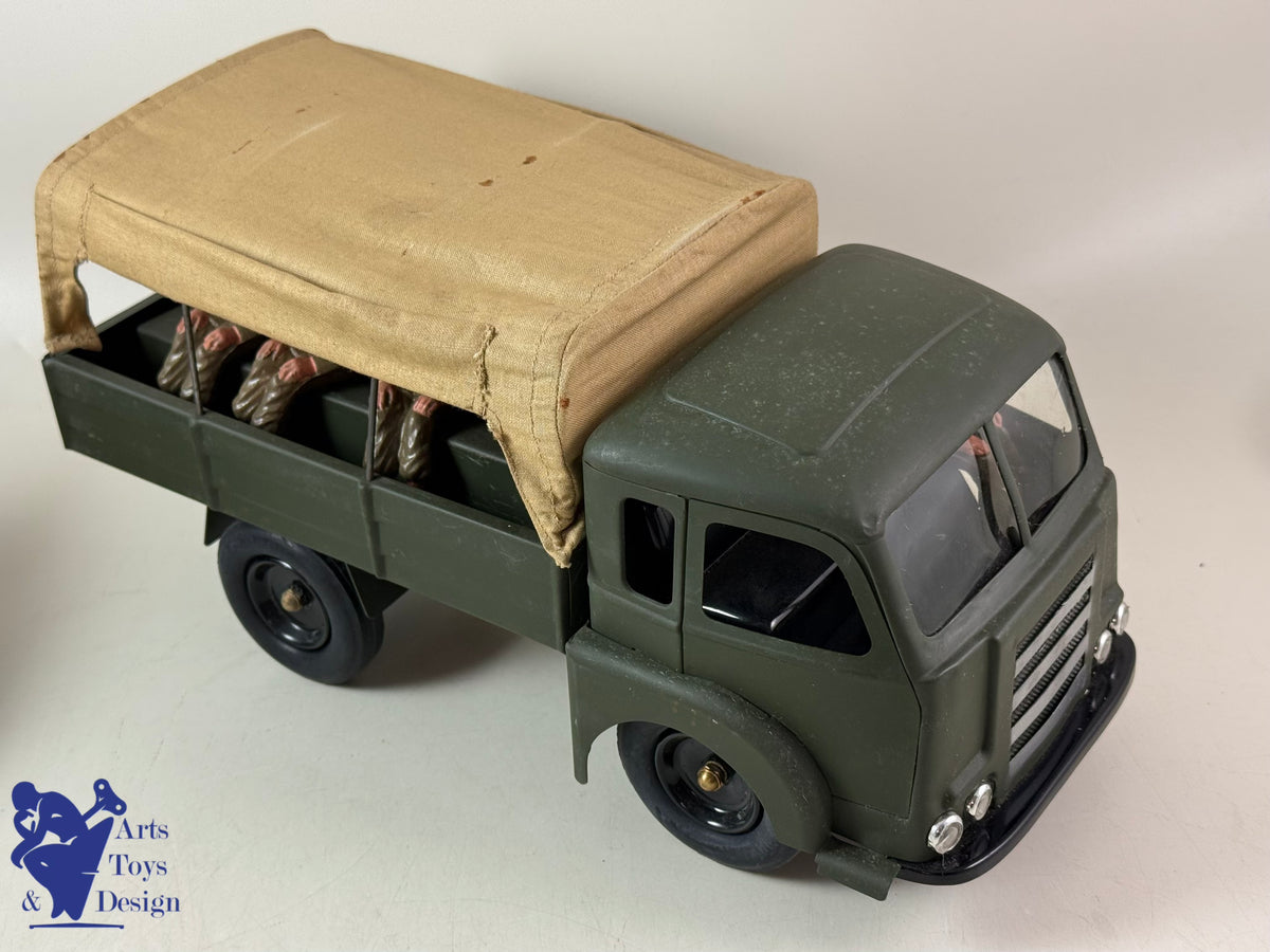 Antique toys CIJ RENAULT SAVIEM MILITARY W/ ROLLING KITCHEN C.1960 50CM