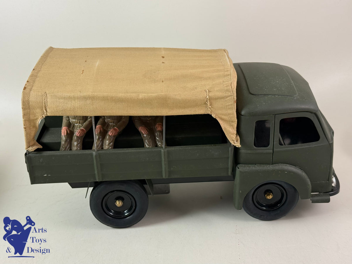 Antique toys CIJ RENAULT SAVIEM MILITARY W/ ROLLING KITCHEN C.1960 50CM