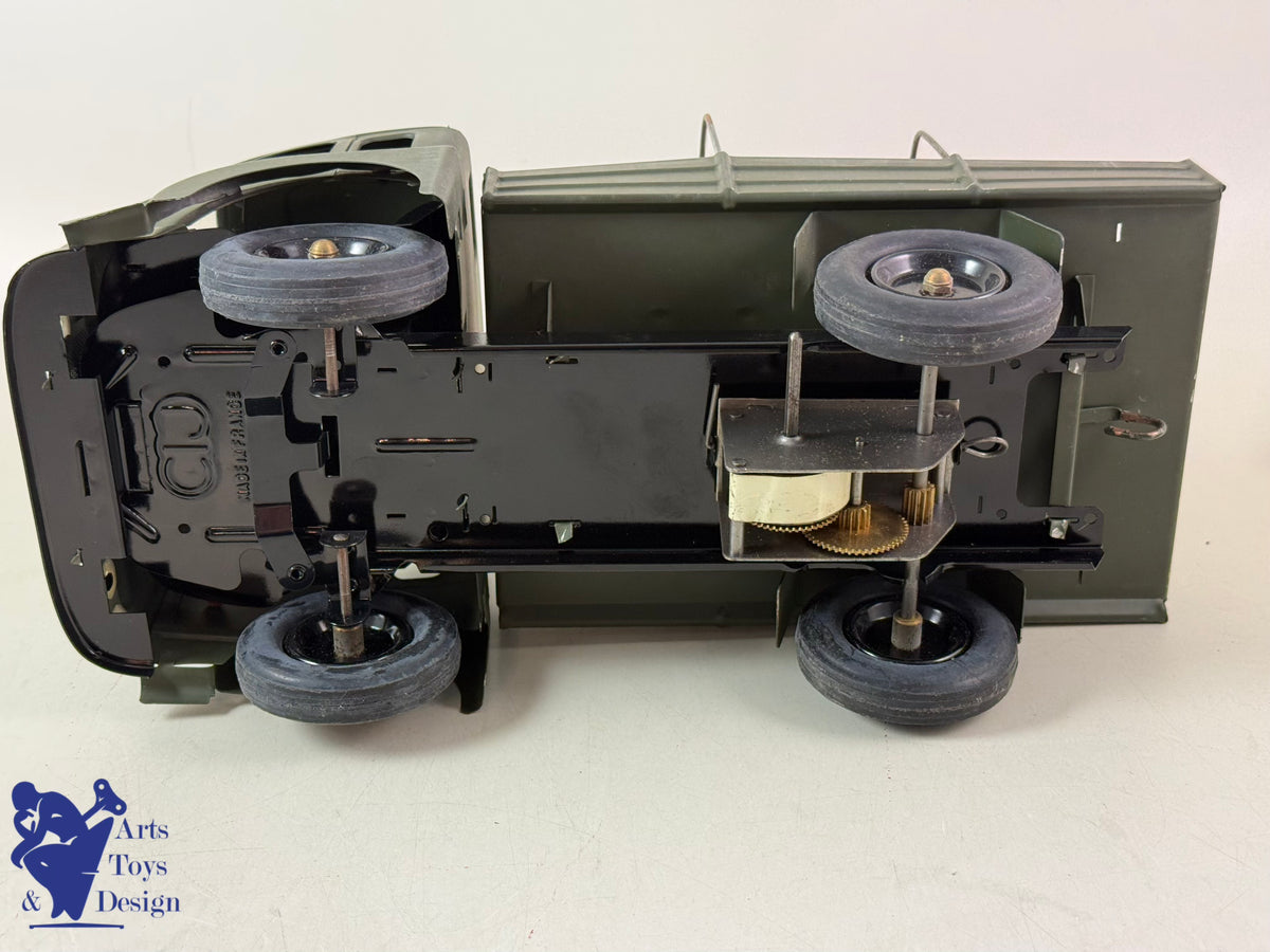 Antique toys CIJ RENAULT SAVIEM MILITARY W/ ROLLING KITCHEN C.1960 50CM