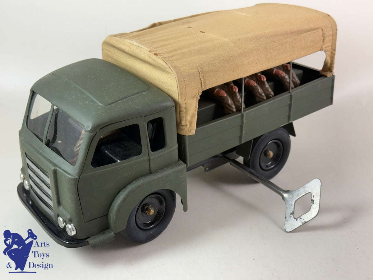 Antique toys CIJ RENAULT SAVIEM MILITARY W/ ROLLING KITCHEN C.1960 50CM