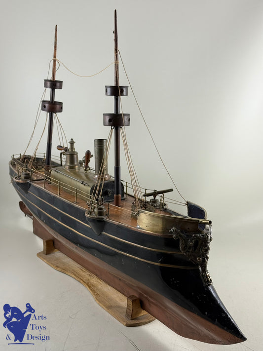 Antique toys MAURAISIN RADIGUET VERY RARE STEAMBOAT LARGE CUIRASSE C1880